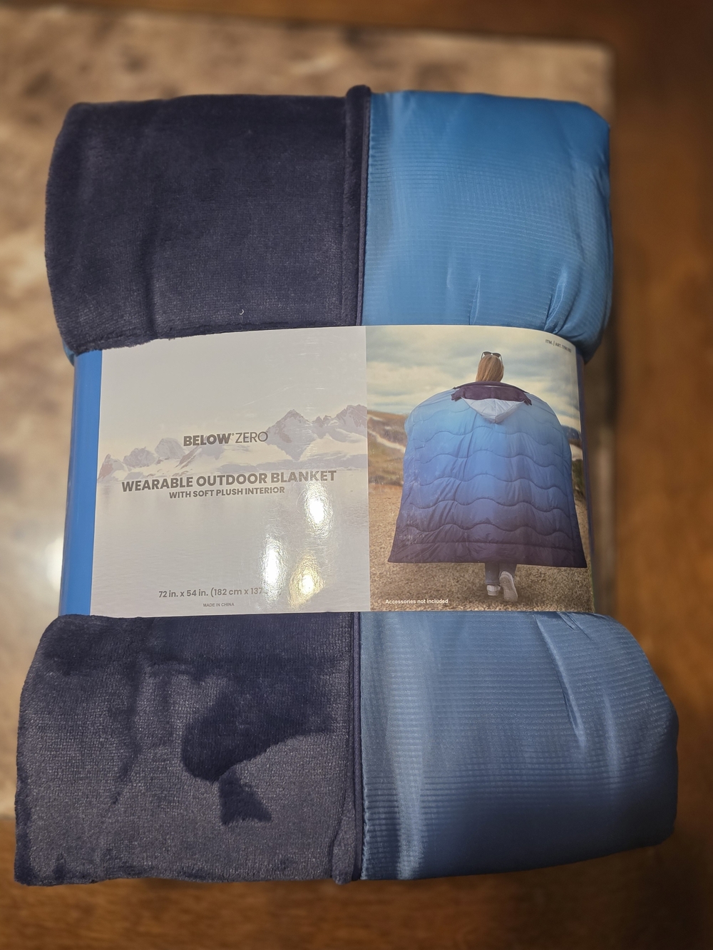 Below Zero Wearable Outdoor Blanket With Hood—Blue